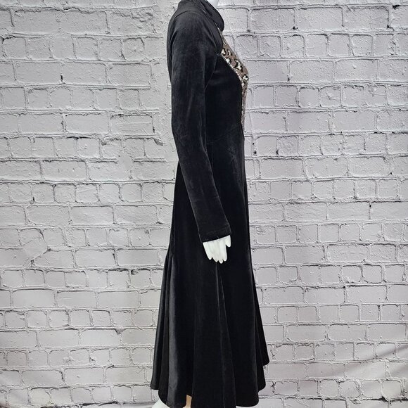 Sophie Marand Black Maxi Dress with Leopard Sequins, Women's 34 - Picture 3 of 9